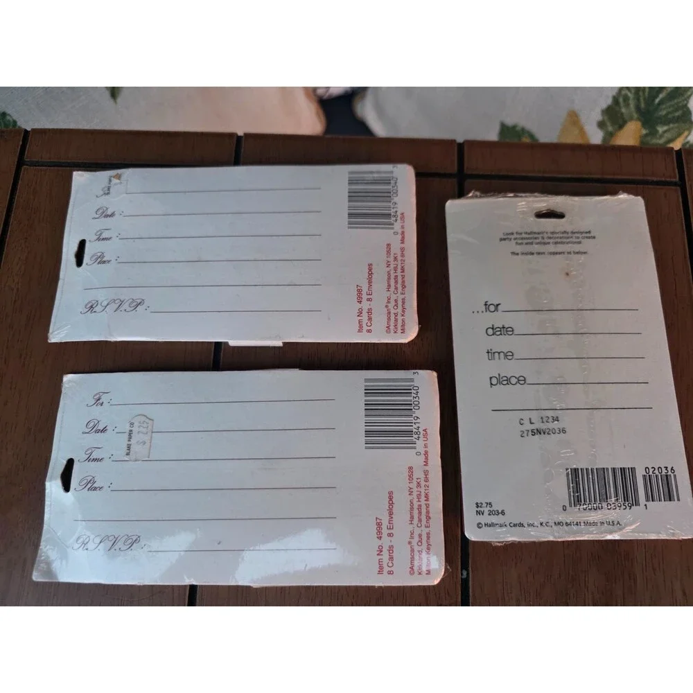 Vintage Amscan Hallmark Party Invitations Lot 3 Packs Total 24 Invitations NOS